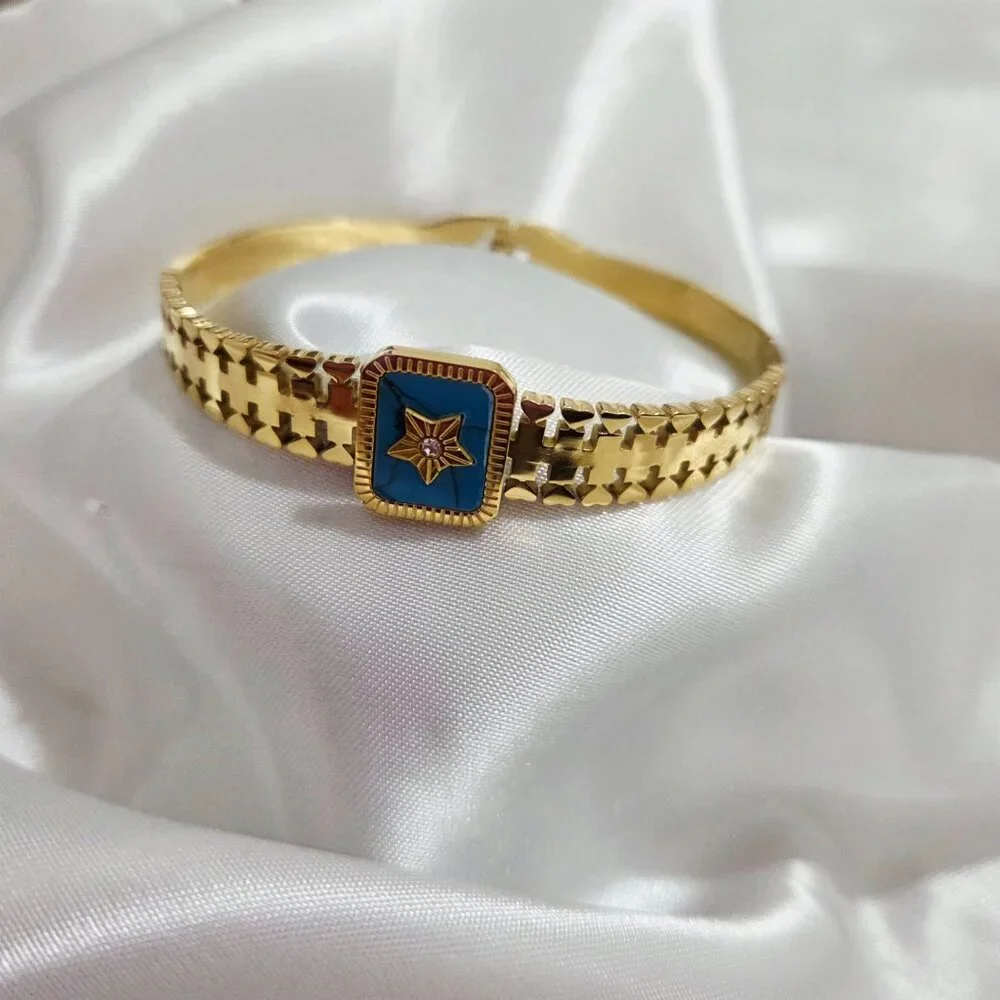 Gold Plated Stainless Steel VARIETY Bangle Bracelet Geometric Design SELECT